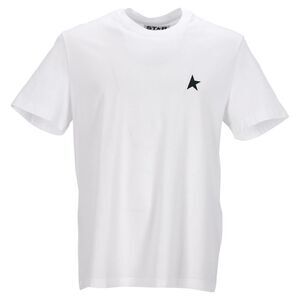 Golden Goose White T-Shirt With Contrasting Green Logo And Star